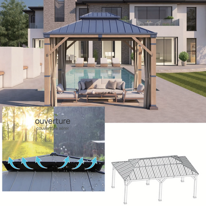 GAZEBO EXTERIEUR EN CEDRE option BALI tropique ou ROME  urbain